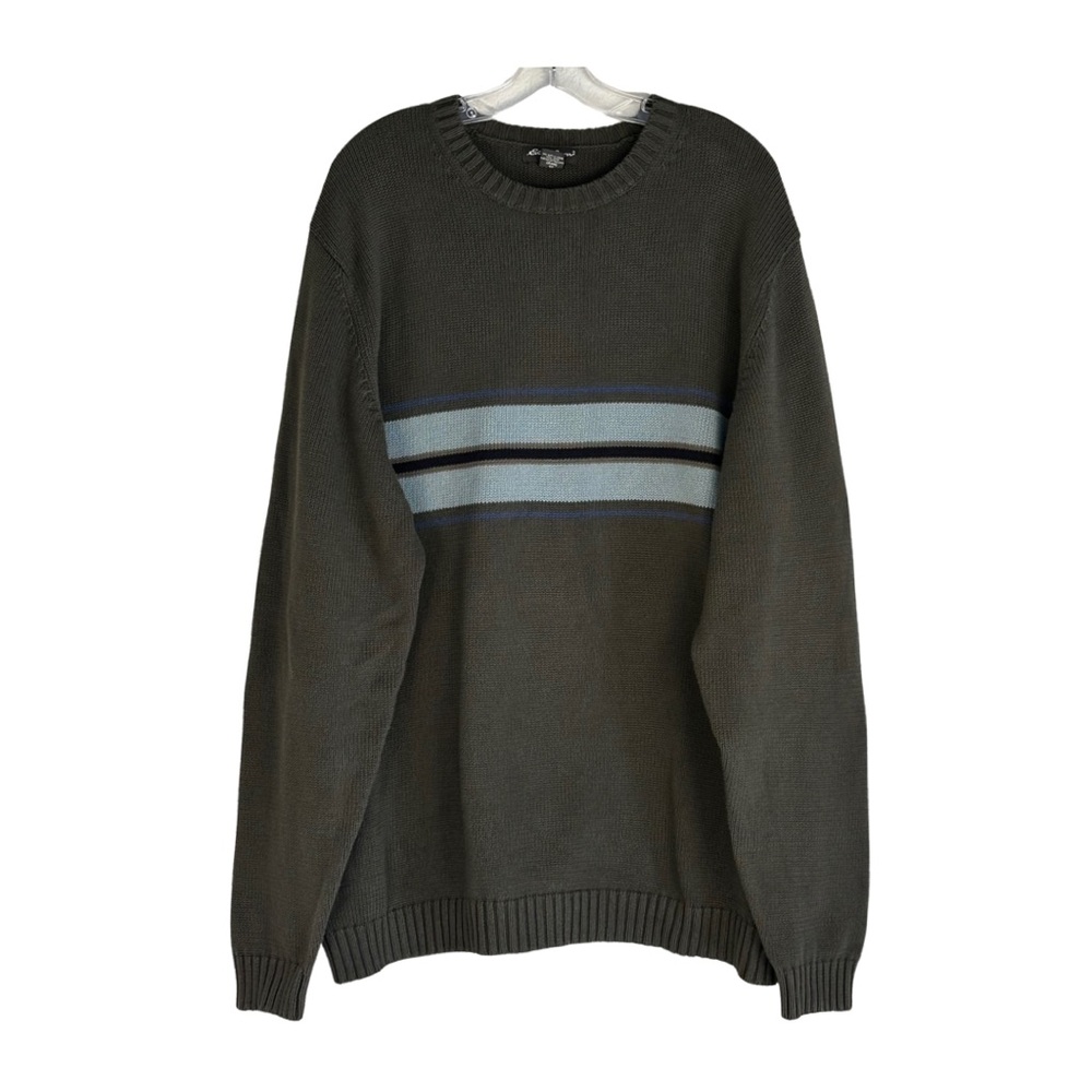 Eddie Bauer Men’s Crewneck Long Sleeve Cotton Knit Sweater Olive Green Tall XL